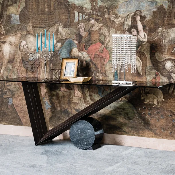 Valentino console in crystal with wooden and marble base by Cattelan Italia