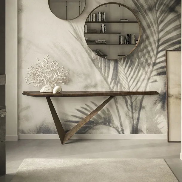 Design console with wooden top and Varenne steel base by Cattelan Italia