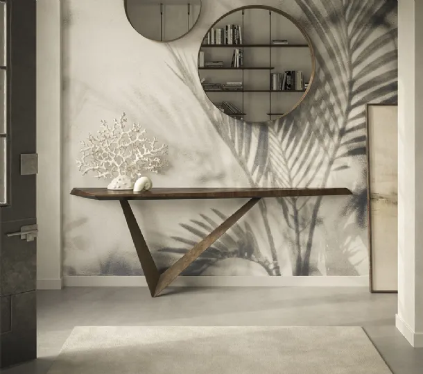 Design console with wooden top and Varenne steel base by Cattelan Italia