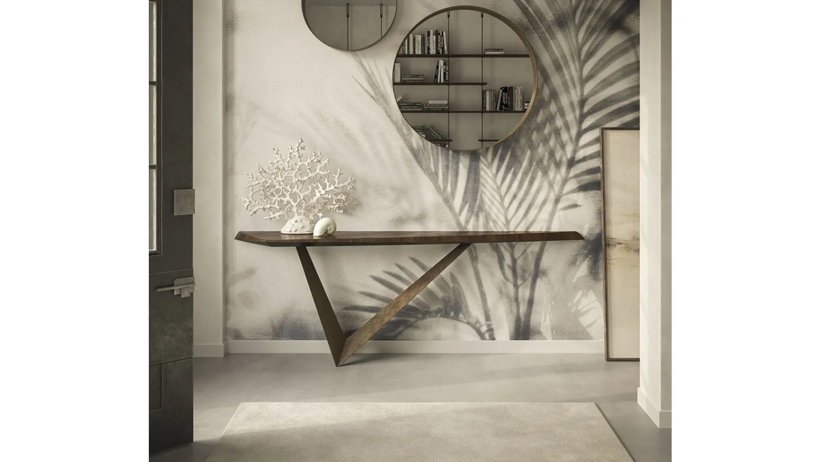 Design console with wooden top and Varenne steel base by Cattelan Italia