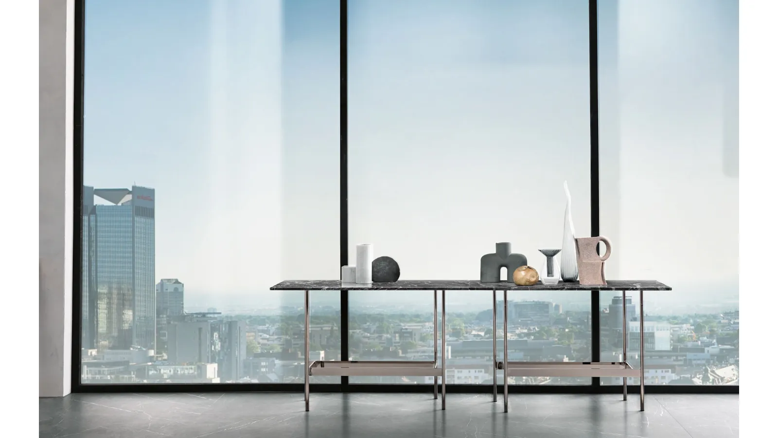 Waves entrance console with Fiam marble top