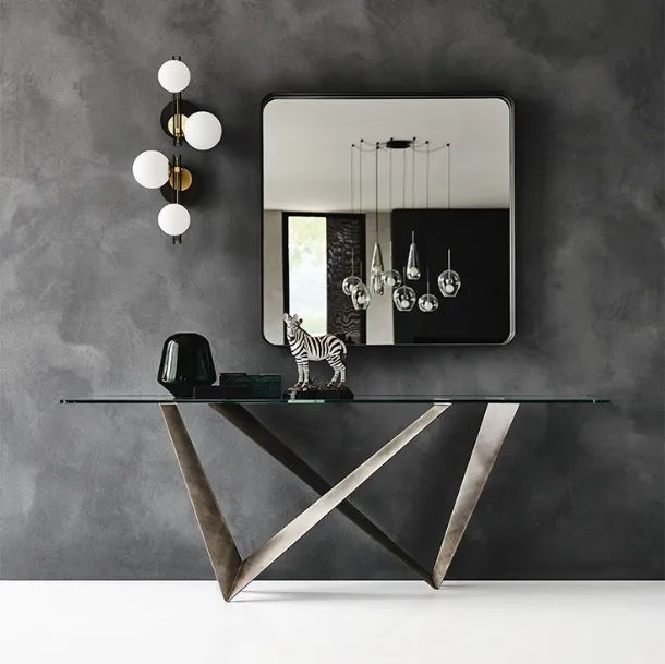 Console with glass top and painted steel base Westin by Cattelan Italia