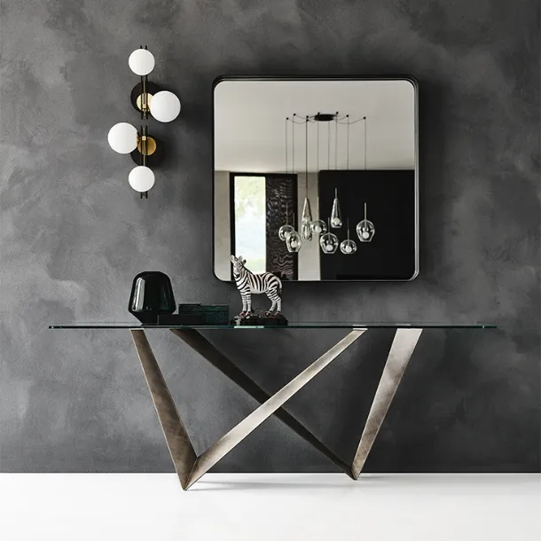 Console with glass top and painted steel base Westin by Cattelan Italia