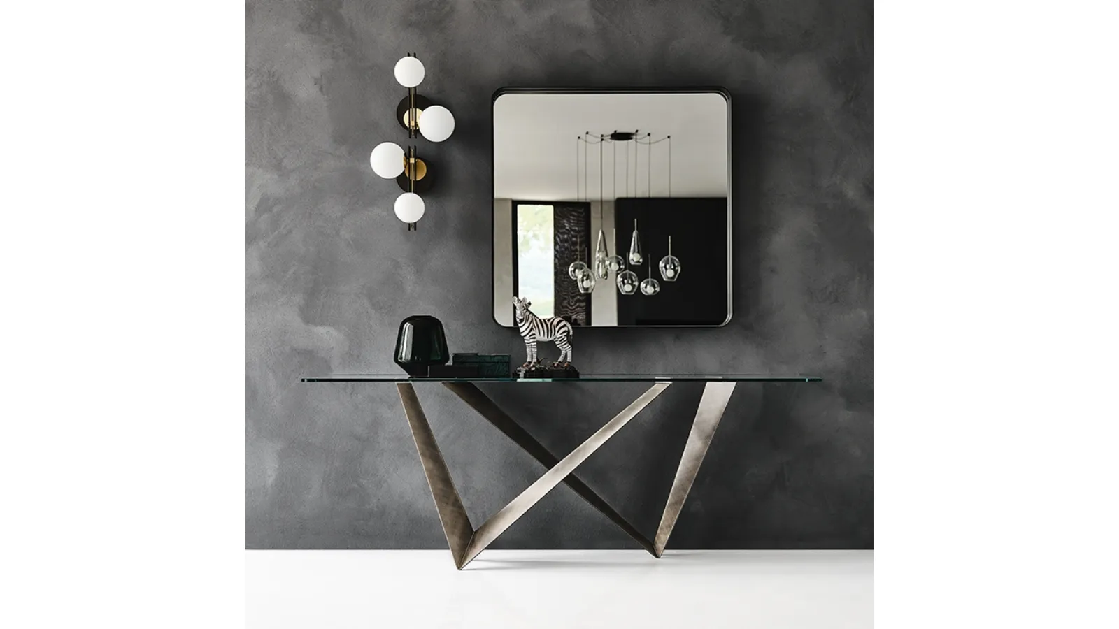Console with glass top and painted steel base Westin by Cattelan Italia
