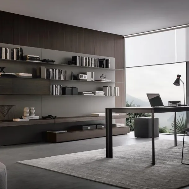 Wall Unit Frame System composition 01 in wood and matte lacquered by Giellesse