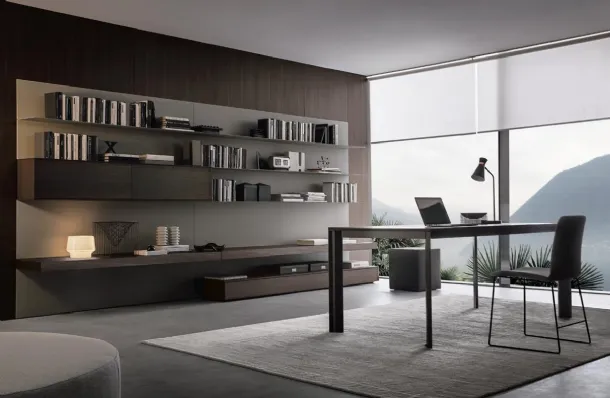 Wall Unit Frame System composition 01 in wood and matte lacquered by Giellesse