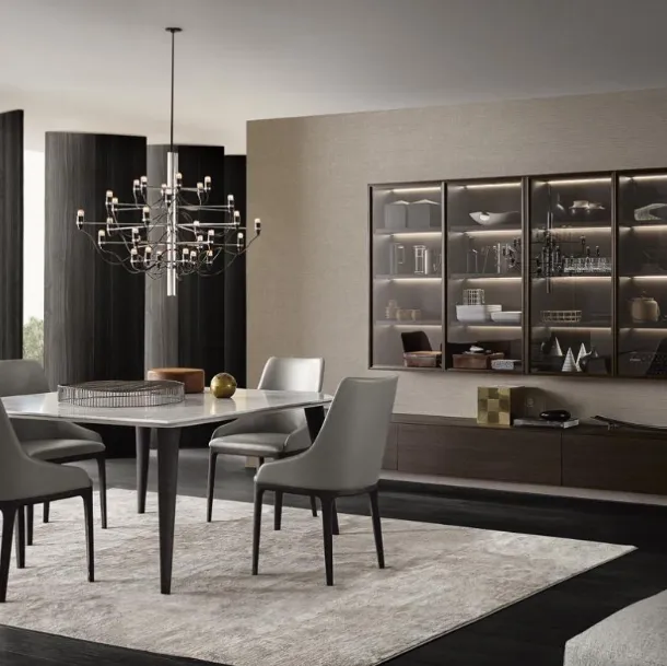 Wall Unit Frame System composition 04 in wood and glass by Giellesse