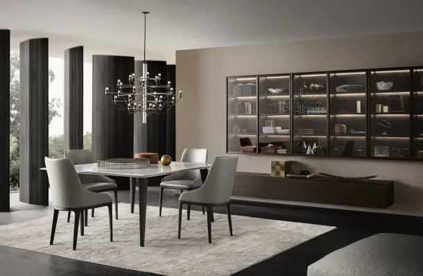 Wall Unit Frame System composition 04 in wood and glass by Giellesse