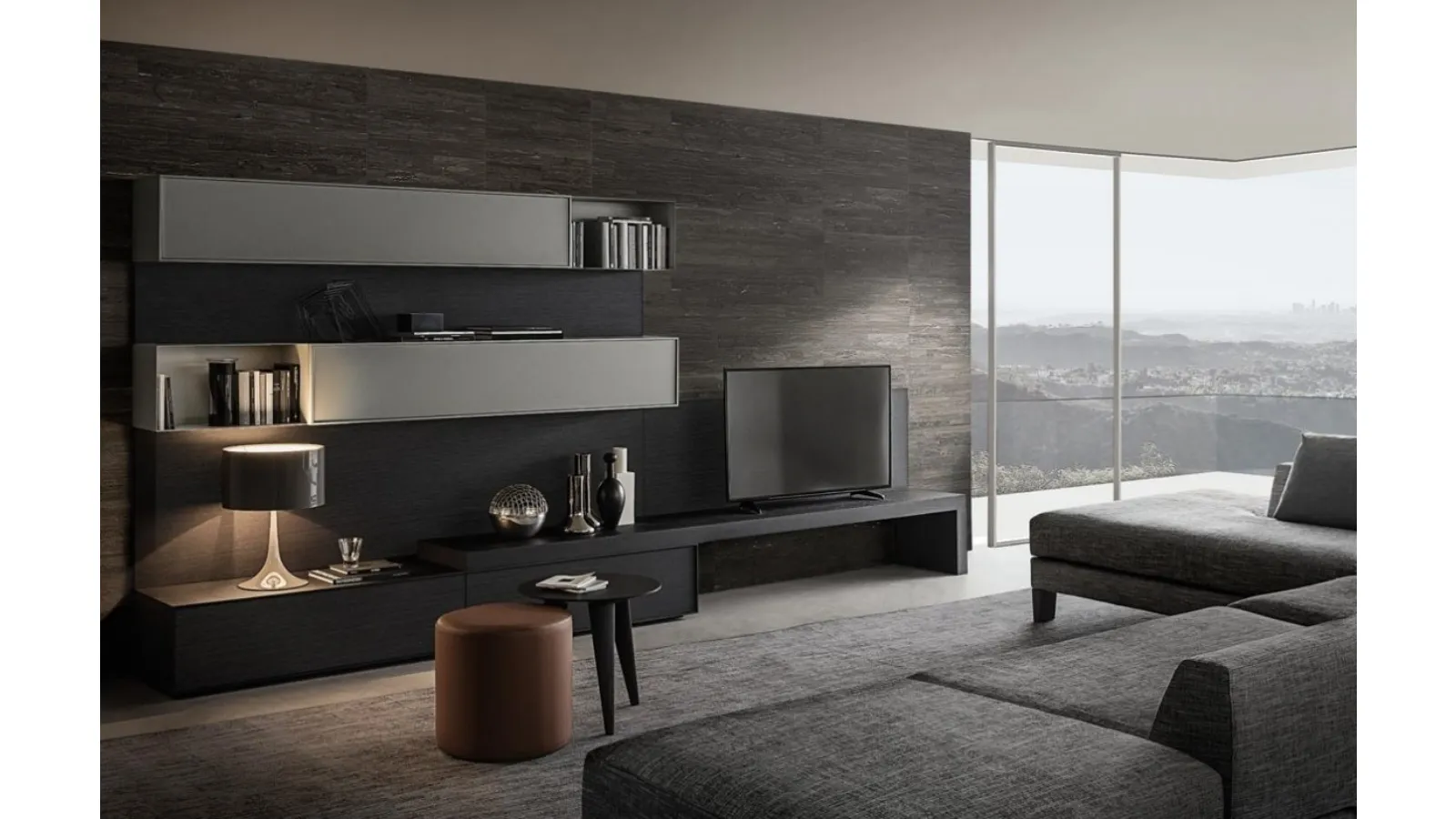 Frame Wall Unit Composition 05 in Matte Lacquer by Giellesse