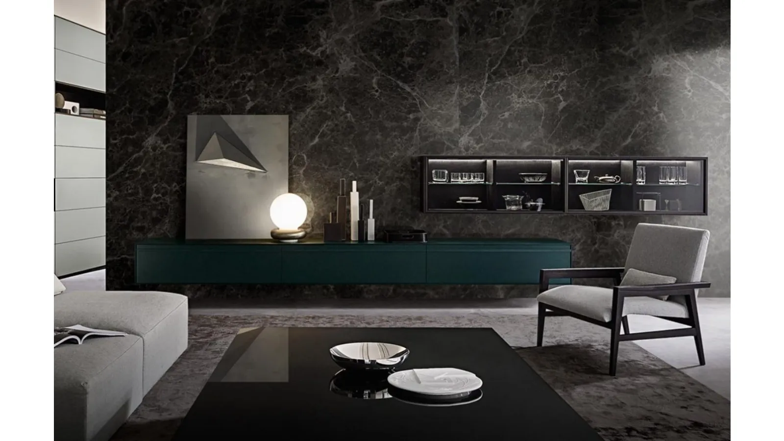 Suspended Wall Unit Frame Composition 07 in matte lacquer by Giellesse