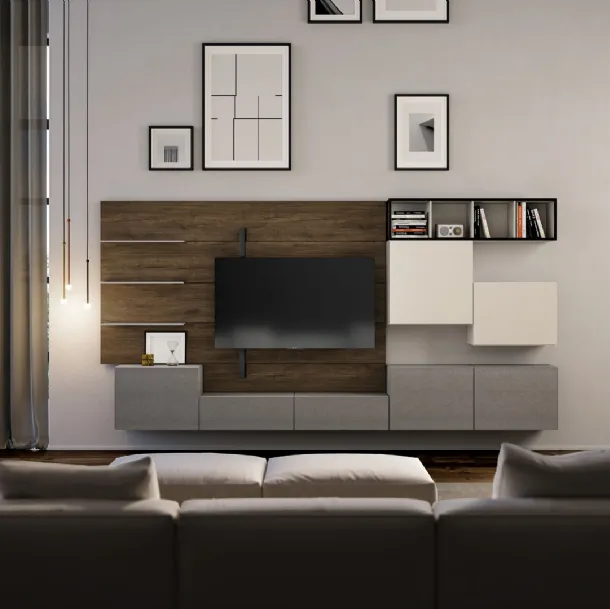 Rebel Living 03 Wall Unit in Matte Lacquered, Textured and Fimar Wood