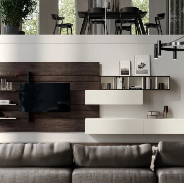 Rebel Living 04 Wall Unit in Matte Lacquer and Fimar Wood