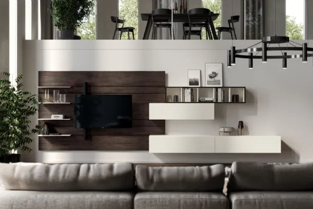 Rebel Living 04 Wall Unit in Matte Lacquer and Fimar Wood