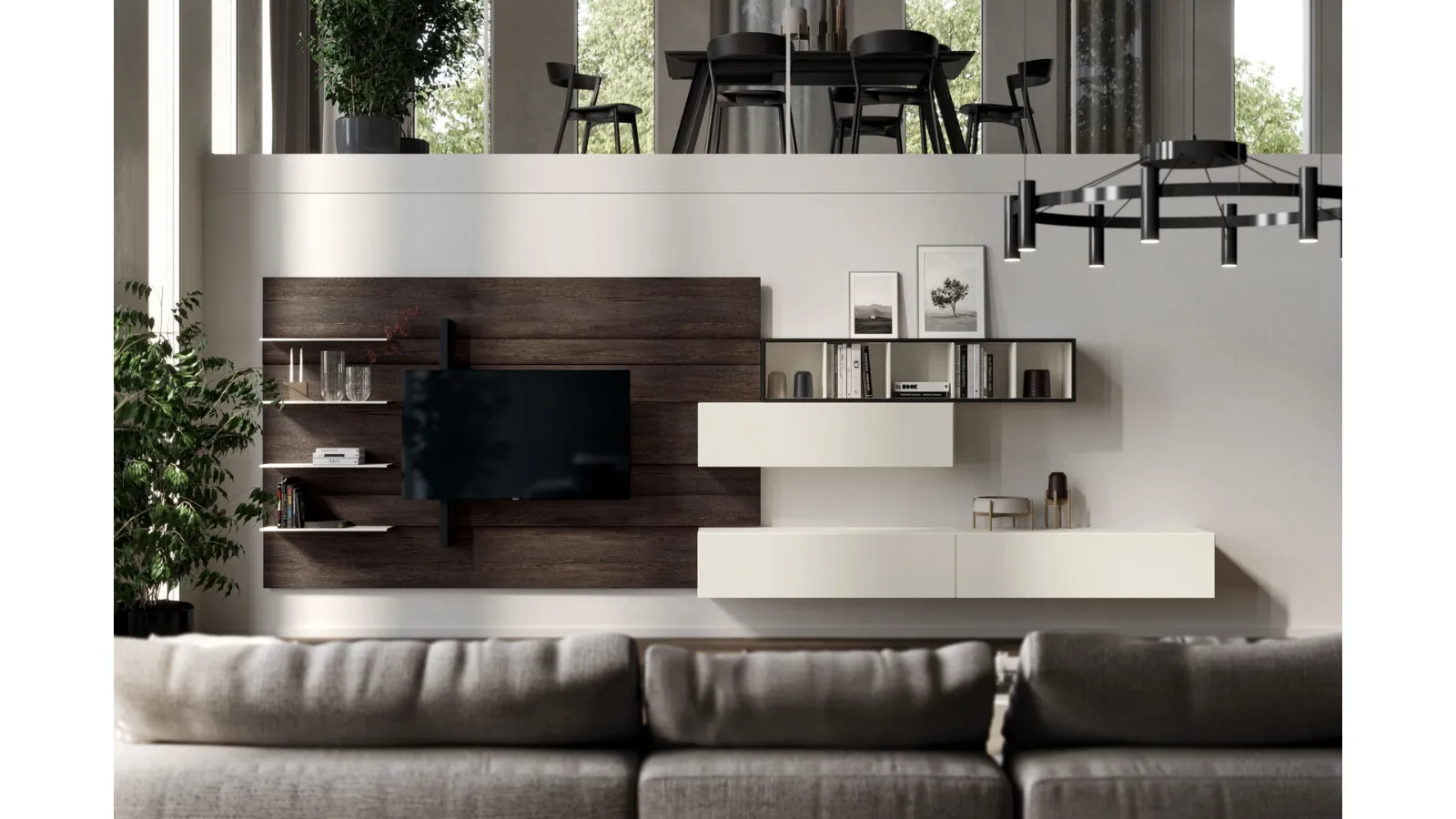 Rebel Living 04 Wall Unit in Matte Lacquer and Fimar Wood