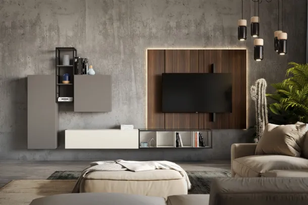Rebel Living 05 Wall Unit in Matte Lacquer and Fimar Wood