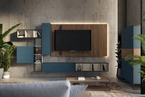 Rebel Living 06 Wall Unit in Matte Lacquer and Fimar Wood