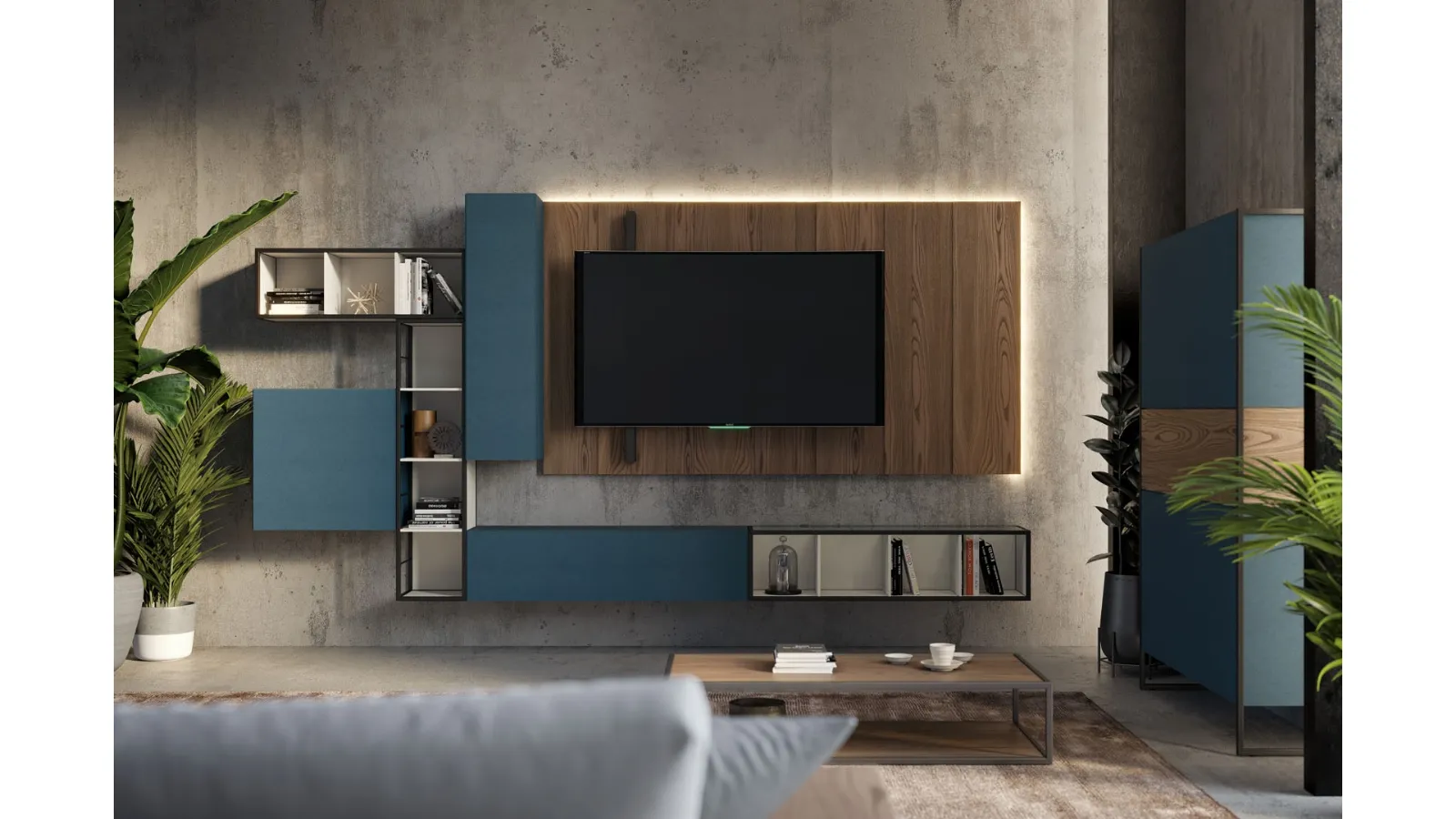 Rebel Living 06 Wall Unit in Matte Lacquer and Fimar Wood