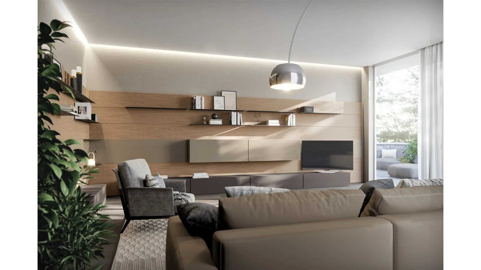 Rebel Living 09 Wall Unit in Matte Lacquer and Fimar Wood