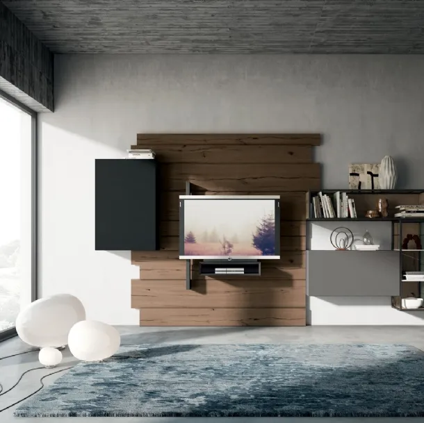 Rebel R 03 Wall Unit in matte chalkboard and ash lacquer and Fimar oak