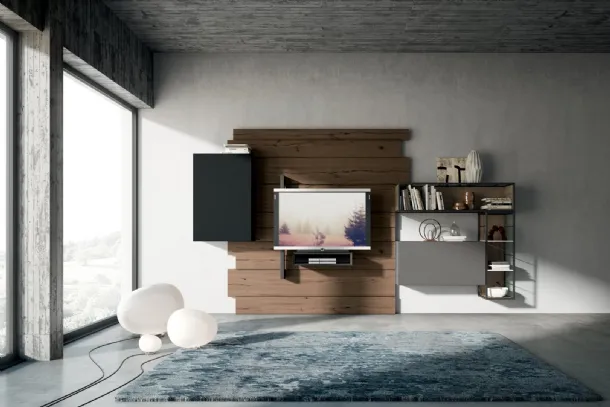 Rebel R 03 Wall Unit in matte chalkboard and ash lacquer and Fimar oak