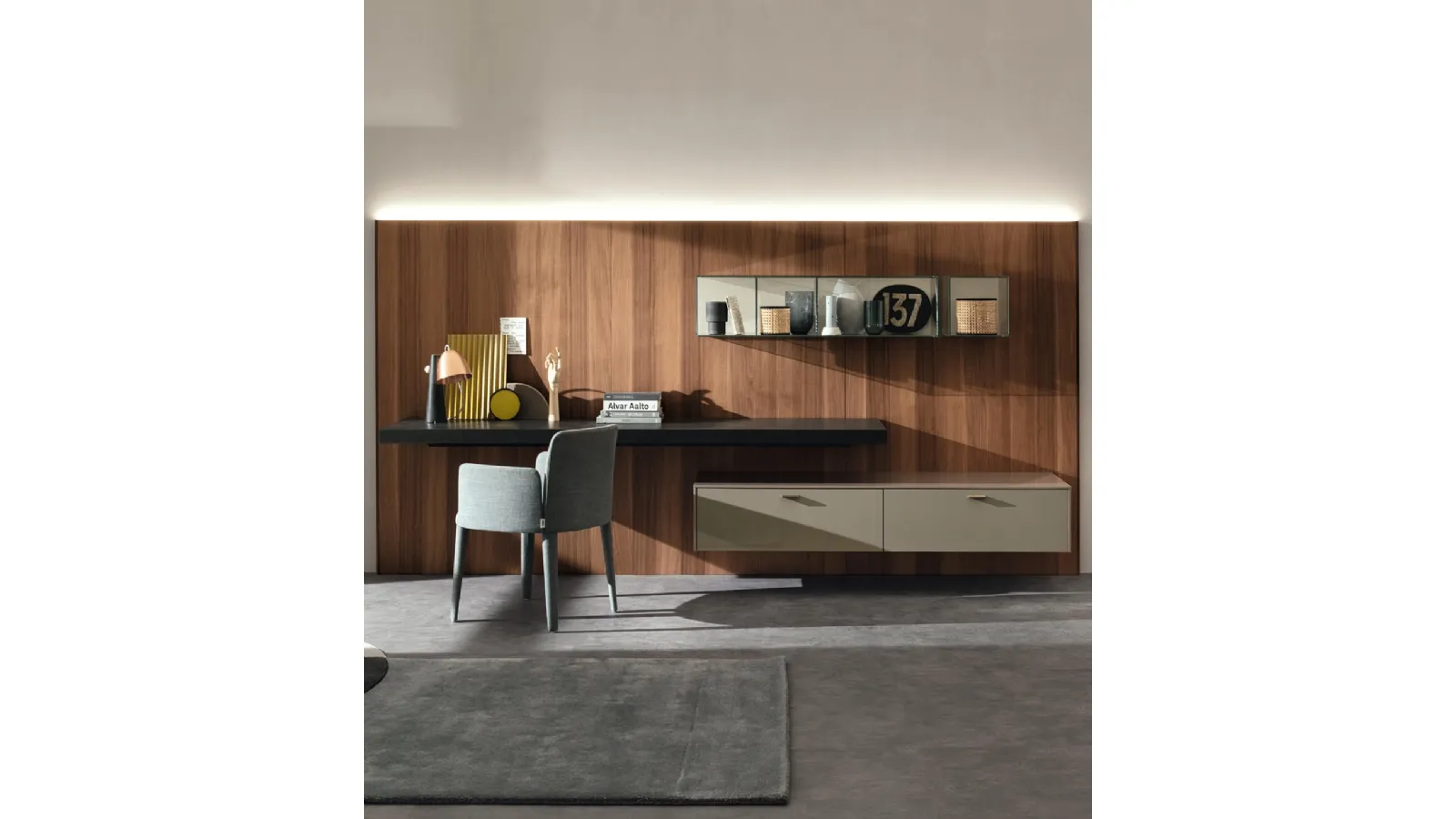 LT40 System Wall Unit in Glossy Pepe Lacquer by Lema