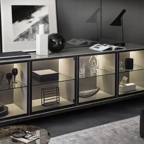 Suspended cabinet Frame composition 12 with glass doors by Giellesse