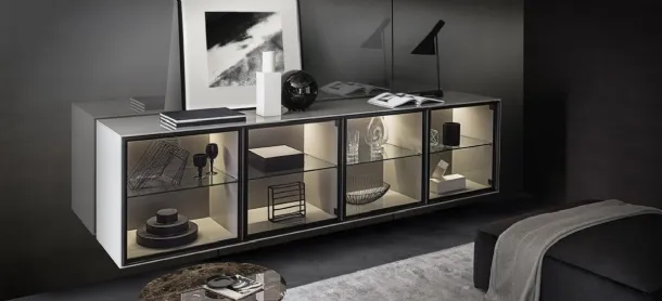 Suspended cabinet Frame composition 12 with glass doors by Giellesse
