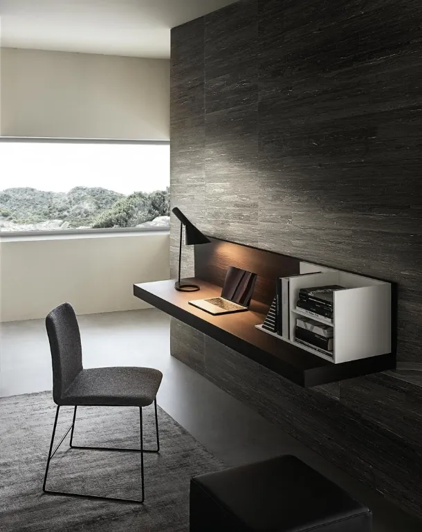 Wall-mounted desk Frame composition 15 in wood and matte lacquer by Giellesse