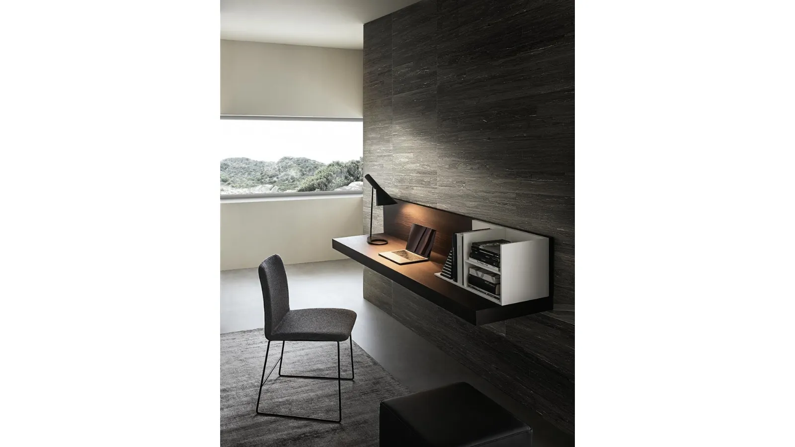 Wall-mounted desk Frame composition 15 in wood and matte lacquer by Giellesse