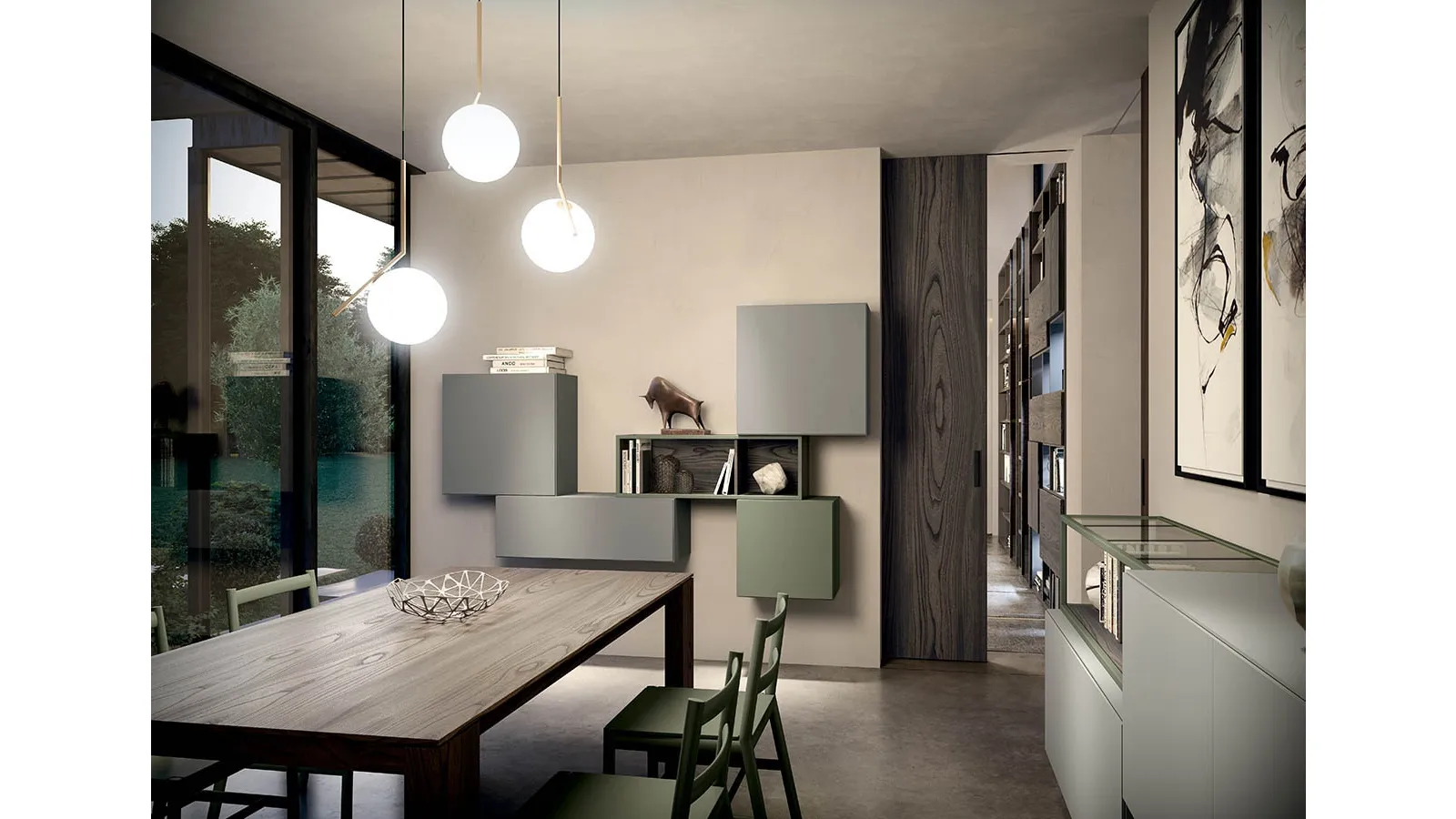 Rebel CF 020 suspended cabinet in matte lacquer by Fimar