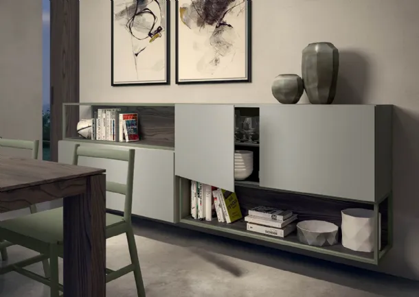Rebel CF 024 suspended cabinet in matte lacquer and Fimar wood