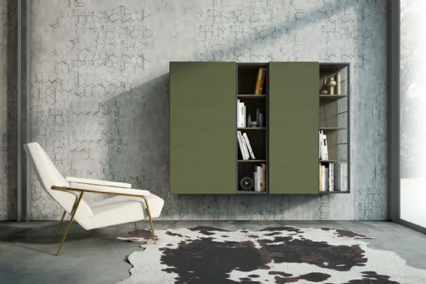 Rebel MR 02 suspended cabinet in matte Fimar wood lacquer