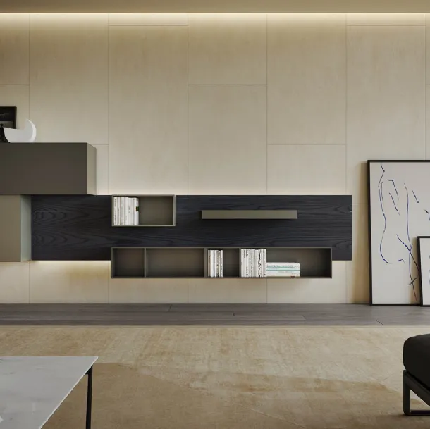 Suspended furniture Sorvolo D 04 in lava elm, lacquered in visone and sand by Fimar
