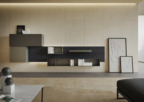 Suspended furniture Sorvolo D 04 in lava elm, lacquered in visone and sand by Fimar