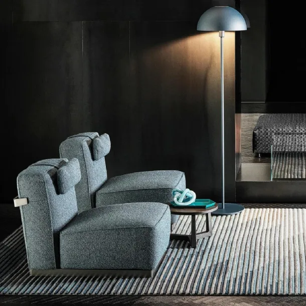 ABCD reclining armchair with padded fabric and metal base by Flexform