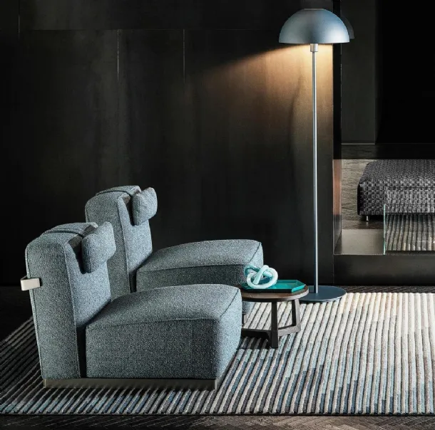 ABCD reclining armchair with padded fabric and metal base by Flexform