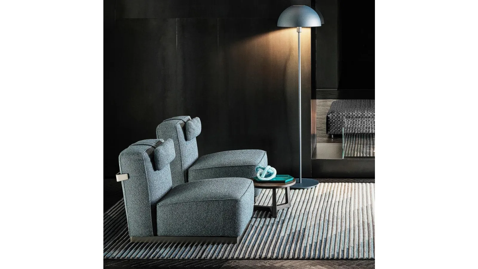 ABCD reclining armchair with padded fabric and metal base by Flexform