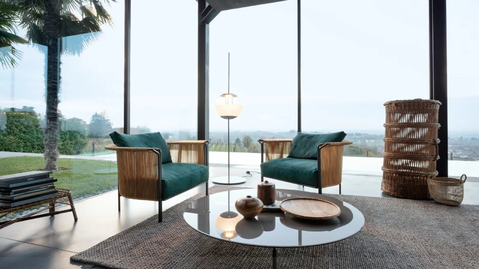 Alton armchair in leather and fabric by Lema