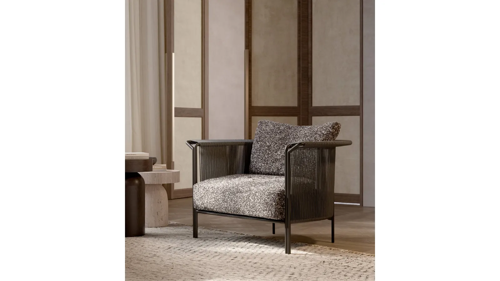 Alton armchair in leather and fabric by Lema