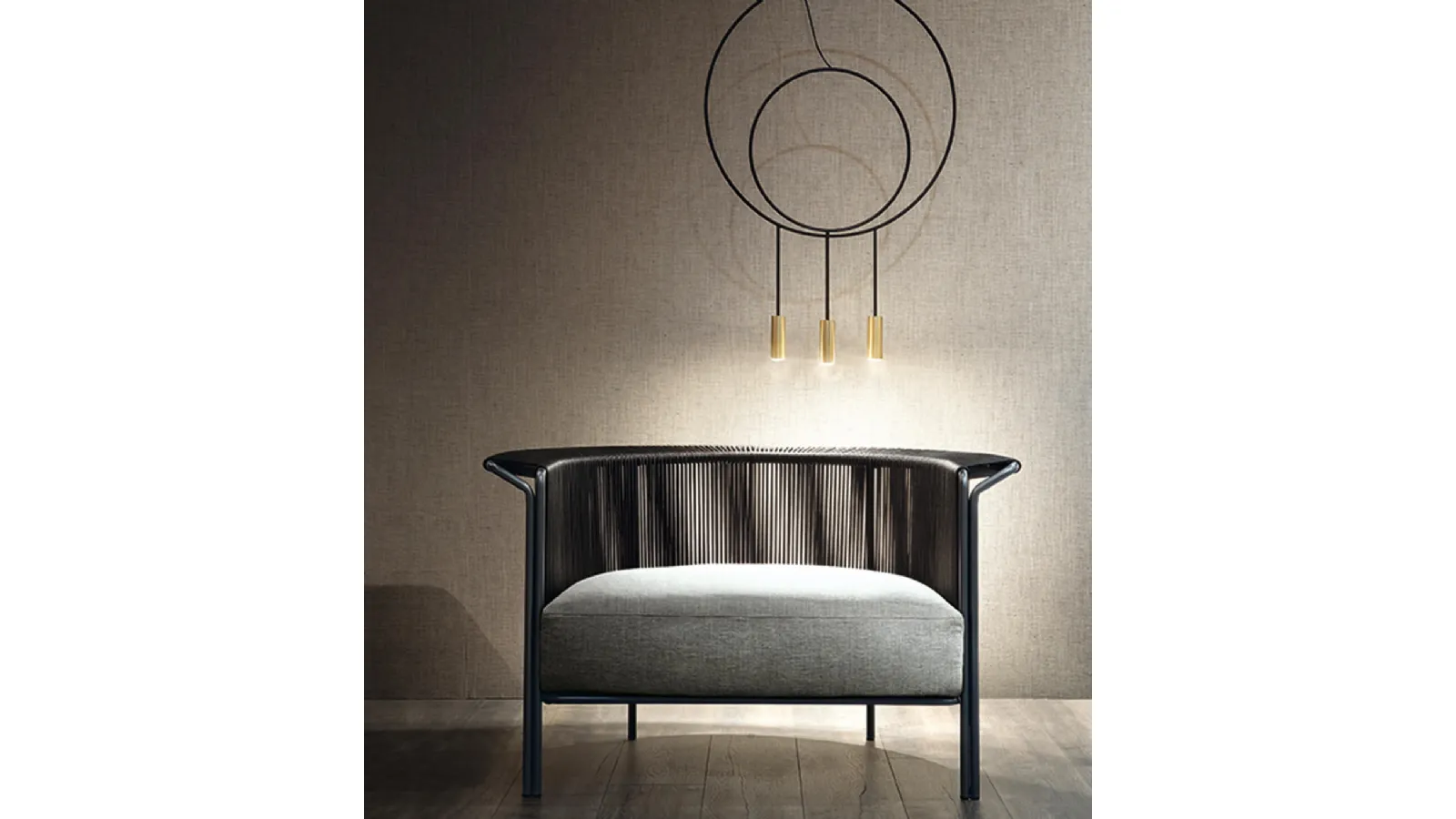 Alton armchair in leather and fabric by Lema