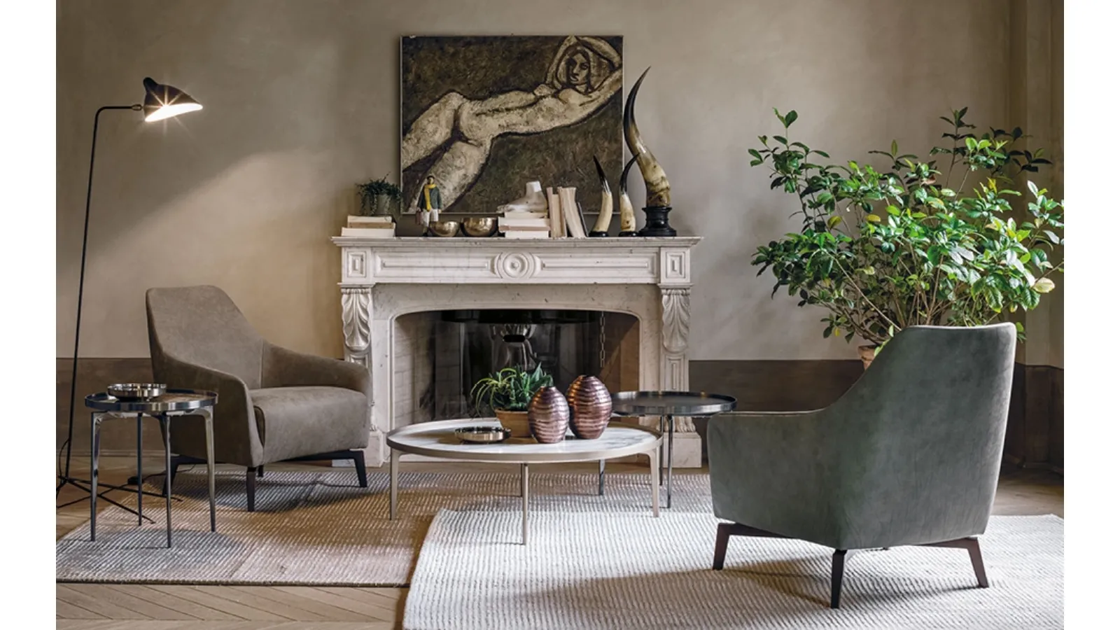 Vintage leather armchair with ash base Celine by Alivar