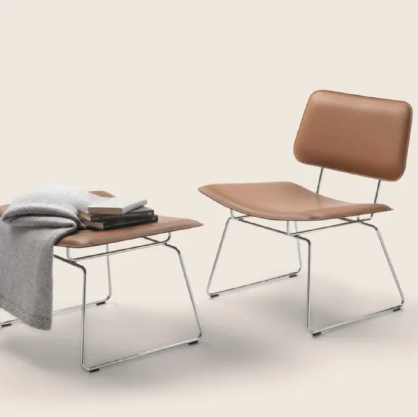 Echoes SH leather armchair with metal frame by Flexform