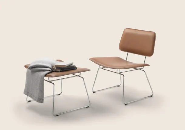 Echoes SH leather armchair with metal frame by Flexform