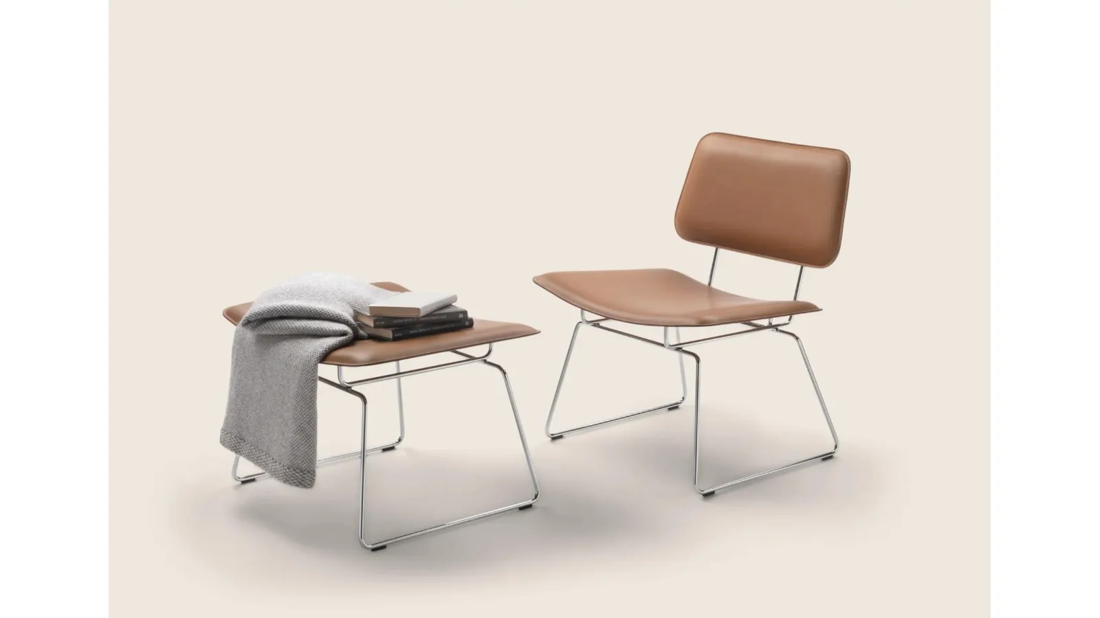 Echoes SH leather armchair with metal frame by Flexform