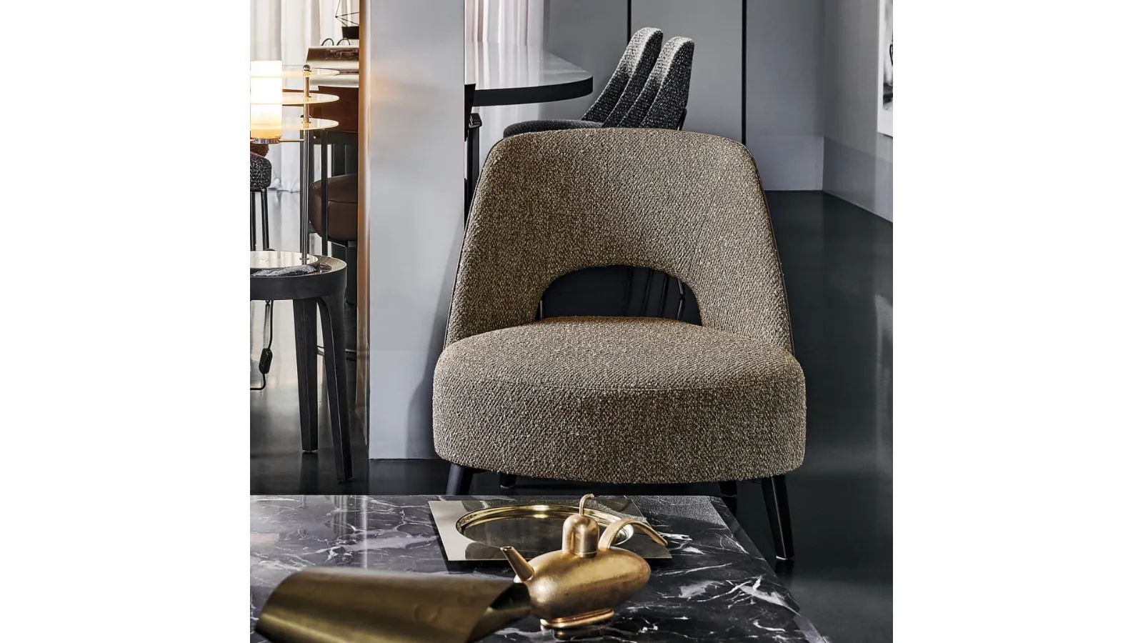 Upholstered fabric armchair Ermione by Flexform