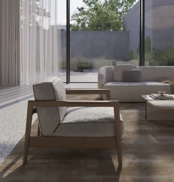 Upholstered fabric armchair Essence by Vibieffe