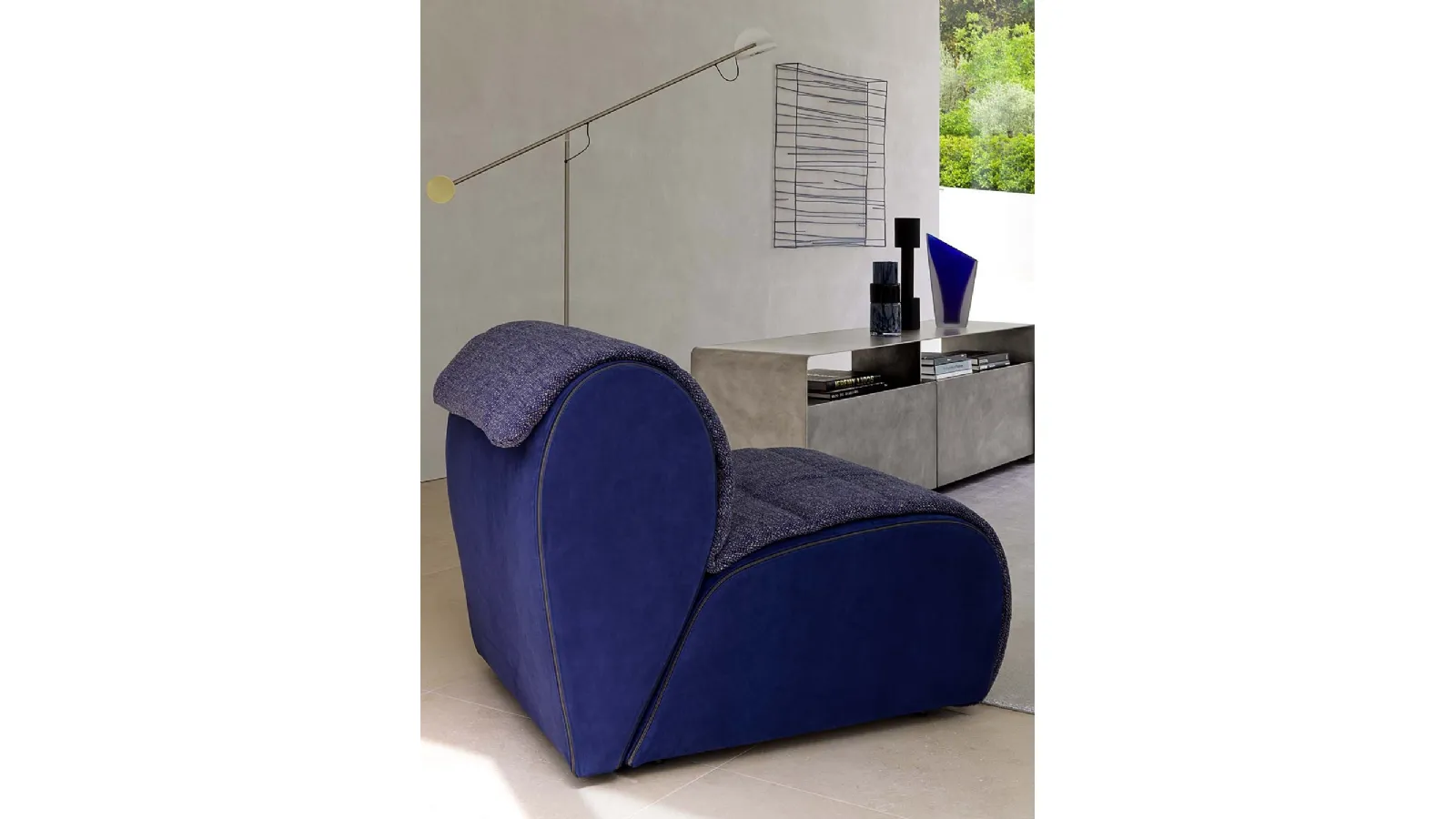 Flora armchair in fabric inspired by flower petals by Flou
