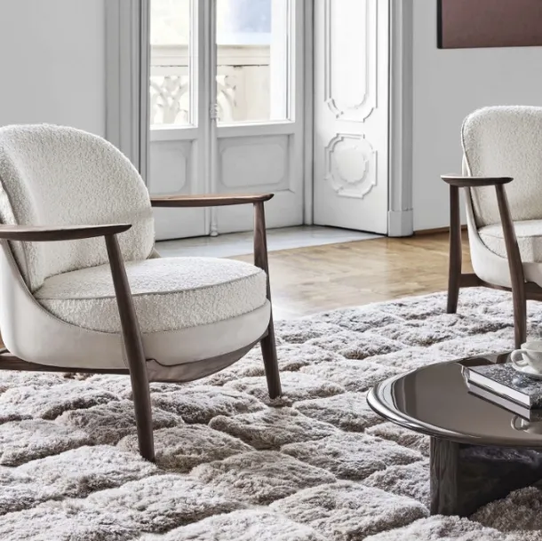 Ginkgo XL armchair in fabric and leather by Porada