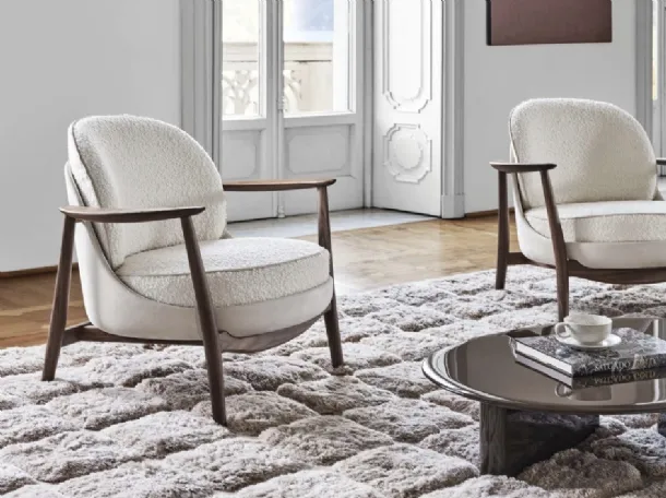 Ginkgo XL armchair in fabric and leather by Porada
