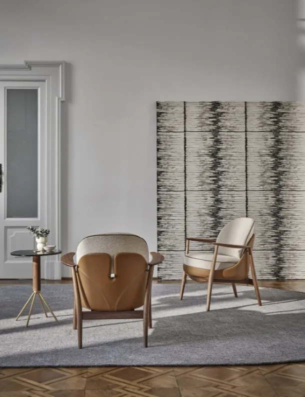 Ginkgo Armchair in fabric and leather by Porada